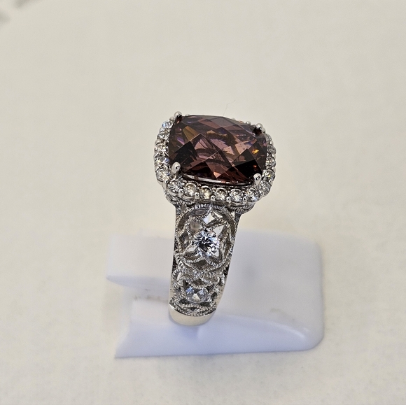 Authentic Tacori IV Blush Tourmaline & Diamond Simulants Sterling Silver Sz 7.5 - Picture 9 of 14